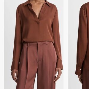 Vince DeepRose Polo Blouse